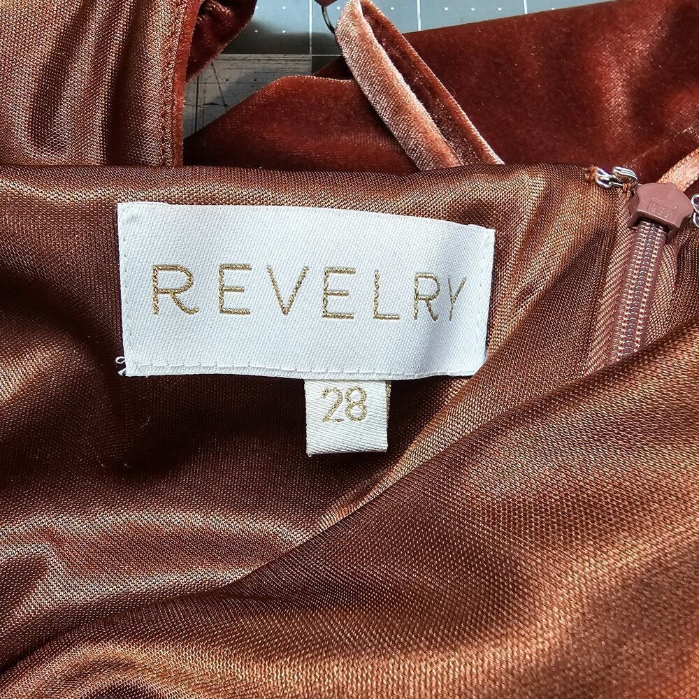 Revelry Riley Convertible Velvet Dress Womens 28 4X Brown Maxi Evening Wedding - Picture 11 of 11